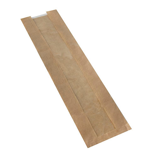Papstar 1x 1000 Sichtstreifenbeutel mit PLA-Fenster "pure" 58 cm x 12 cm x 5 cm braun