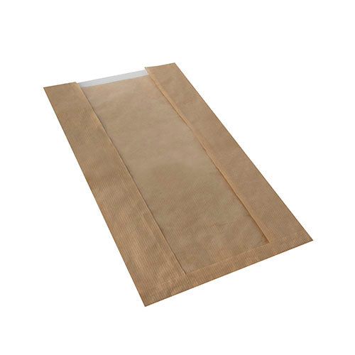 Papstar 1x 1000 Sichtstreifenbeutel mit PLA-Fenster "pure" 38 cm x 20 cm x 9 cm braun