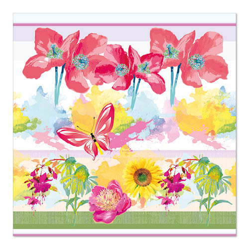 Papstar 200 Servietten, 3-lagig 1/4-Falz 33 cm x 33 cm "Fleuri"