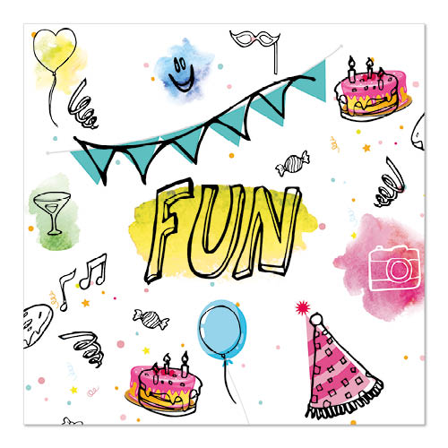 Papstar 200 Servietten, 3-lagig 1/4-Falz 33 cm x 33 cm "Fun"