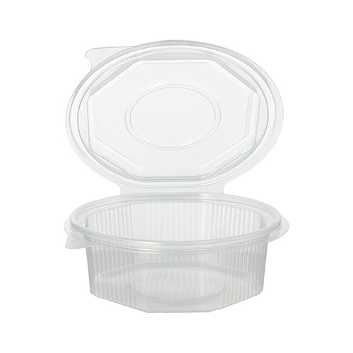 Papstar 500 Verpackungsbecher mit Klappdeckeln, PP, Transparent, 8-Eckig, Inhalt: 375ml, 4,2x11x11cm
