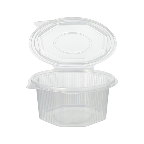 Papstar 500 Verpackungsbecher mit Klappdeckeln, PP, Transparent, 8-Eckig, Inhalt: 500ml, 5,6x11x11cm