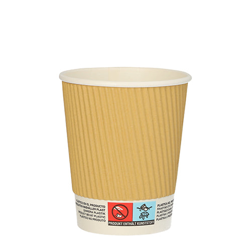 Papstar 20x 10 Trinkbecher, Pappe 0,2 l Ø 8 cm · 9 cm Ripple Wall