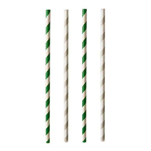 Papstar 20x 25 Trinkhalme, Papier Ø 6 mm · 20 cm farbig sortiert "Stripes"