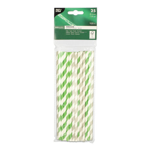 Papstar 500x Trinkhalme "Stripes", Papier, Bunt, Durchmesser: 6mm, Länge: 20cm