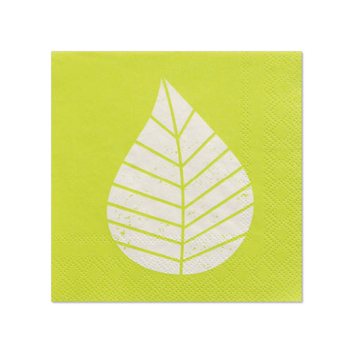 Papstar 280 Servietten, 3-lagig 1/4-Falz 25 cm x 25 cm grün "Graphic Leaves"