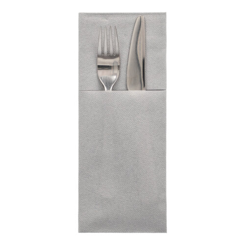 Papstar 4x 100 Bestecktaschen, Airlaid 40 cm x 48 cm grau "Premium" mit Besteckfalz