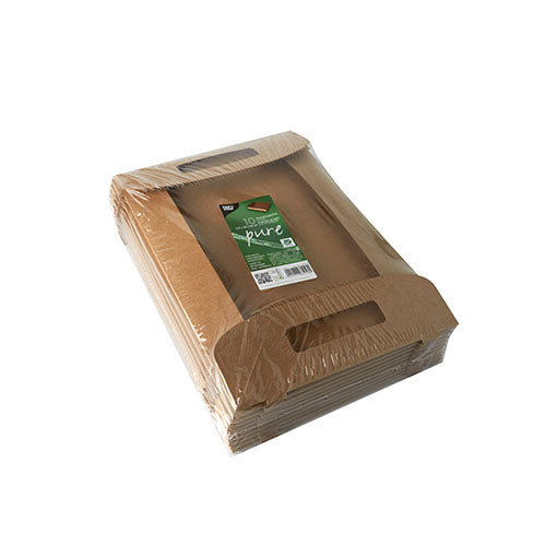 Papstar 100x Tragetabletts, Pappe, Braun, Serie: Pure, 35x24x4,5cm