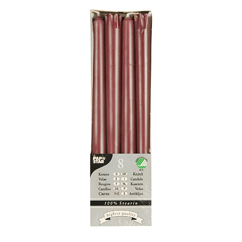 Papstar 10x 8 Leuchterkerzen Ø 2,2 cm · 25 cm rost aus 100 % Stearin