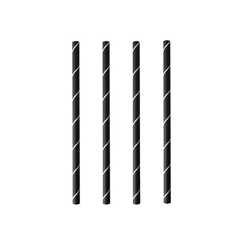 Papstar 4.000 Cocktail Trinkhalme, Papier Ø 7 mm · 15 cm schwarz/weiss "Stripes", 16x 250