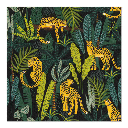 Papstar 200 Servietten, 3-lagig 1/4-Falz 33 cm x 33 cm "Leopard"