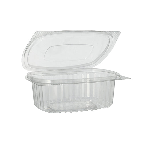Papstar 15x 50 Feinkost- und Salatschalen mit Klappdeckel, R-PET oval 375 ml 5 cm x 11,5 cm x 14,4 cm klar
