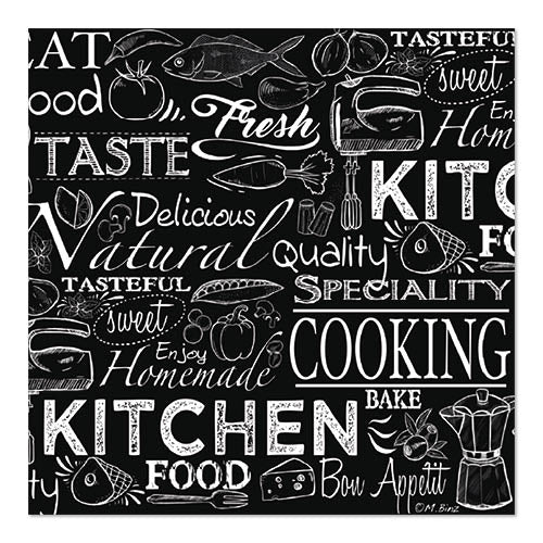 Papstar 200 Servietten, 3-lagig 1/4-Falz 33 cm x 33 cm "Kitchen"