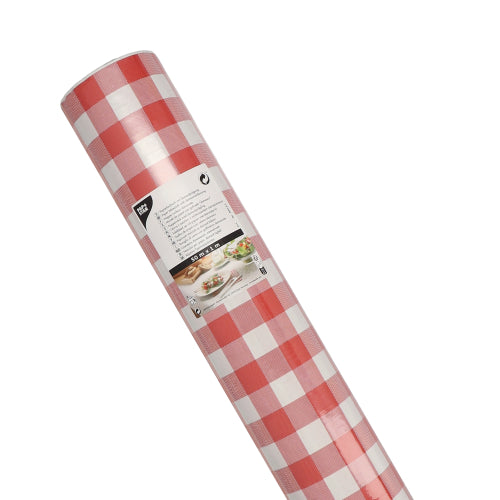 Papstar Papiertischtuch "Vichy Karo" (mit Damastprägung), Papier, Rot und Weiß, Durchmesser: 1m, Länge: 50m