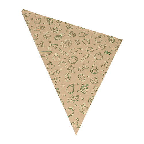 Papstar 1x 1000 Spitztüten, Kraftpapier 52,5 cm x 37 cm x 37 cm braun "Fruits & Vegs" Füllinhalt 1500 g