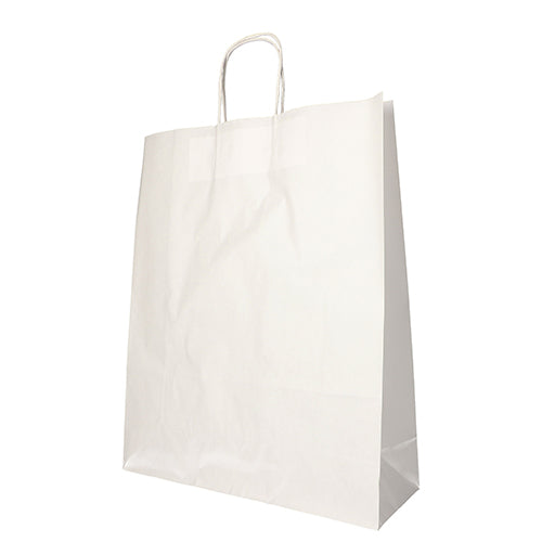 Papstar 10x 25 Tragetaschen, Papier 40 cm x 32 cm x 12 cm weiss mit gedrehtem Tragegriff
