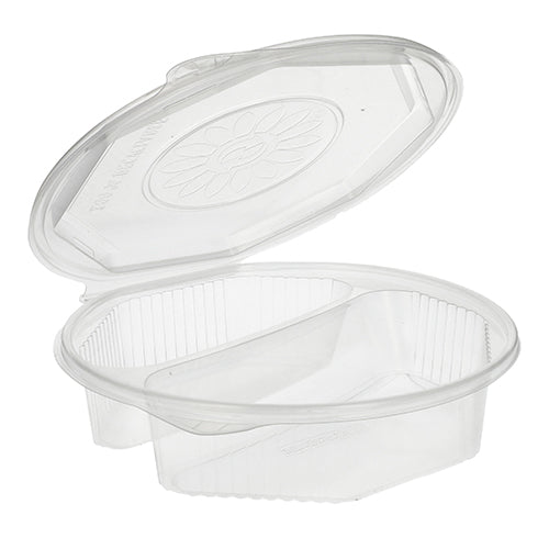 Papstar 4x 25 Menüboxen mit Klappdeckeln, PP 2-geteilt 5,9 cm x 21,5 cm x 21,5 cm transparent 8-eckig