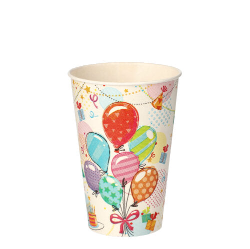 Papstar 140x Trinkbecher "Fete", Pappe, Bunt, Inhalt: 200ml, Durchmesser: 7cm, Höhe: 9,7cm