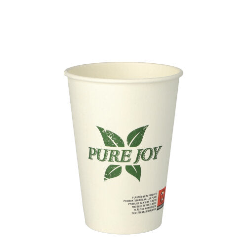 Papstar 20x 50 Trinkbecher, Pappe 0,25 l Ø 8 cm · 10,8 cm weiss "Pure Joy"