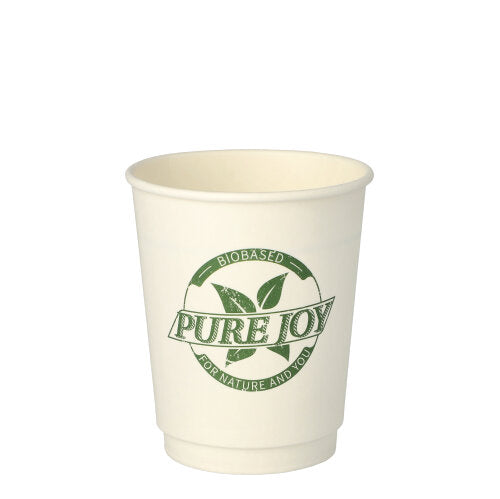 Papstar 24x 20 Trinkbecher, Pappe 0,2 l Ø 8 cm · 9 cm weiss "Pure Joy" doppelwandig