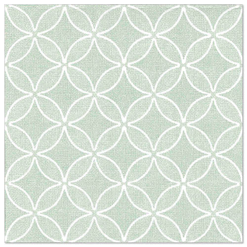 Papstar 5x 50 Servietten, Jadegrün, "Circle Flowers", Serie: ROYAL Collection, 1/4-Falz, 40x40cm