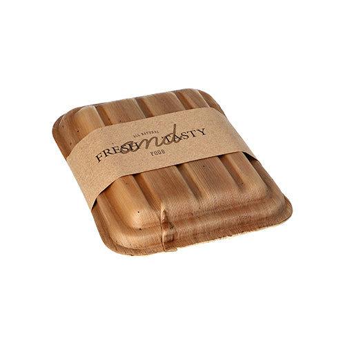 Papstar 50x Trays (inkl. Deckel und Banderole), Palmblatt, Natur, Serie: Pure, 13,5x17,5x5,5cm