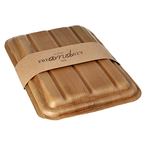 Papstar 5x 10 Trays inkl. Deckel und Banderole, Palmblatt, Eckig, Serie: Pure, 17,5x25,5x5,5cm