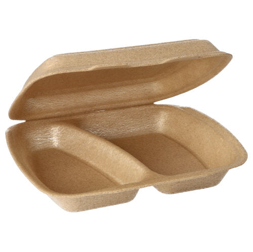 Papstar 4x 50 Menüboxen mit Klappdeckel, XPP 2-geteilt 7 cm x 20,5 cm x 24 cm beige