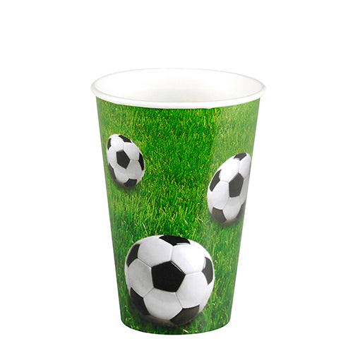 Papstar 14x 10 Trinkbecher, Pappe 0,2 l Ø 7 cm · 9,7 cm "Football"
