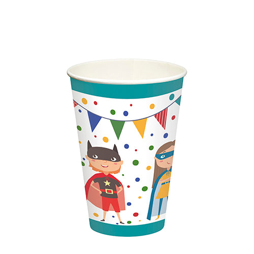 Papstar 14x 10 Trinkbecher, Pappe 0,2 l Ø 7 cm · 9,7 cm "Superhero"