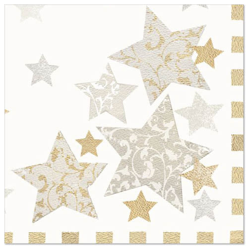 Papstar 400 Servietten, 3-lagig 1/4-Falz 40 cm x 40 cm "Stardust"