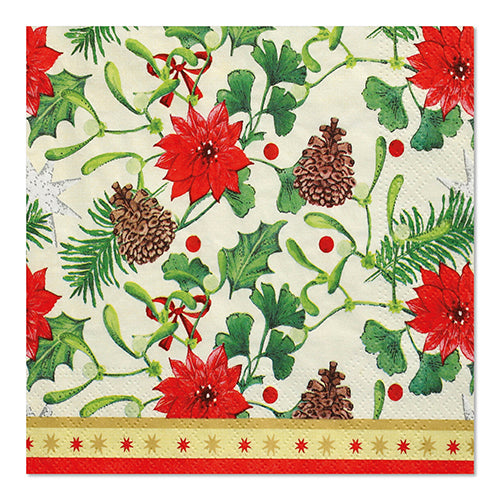 Papstar 600 Servietten, 3-lagig 1/4-Falz 33 cm x 33 cm "Winterly"