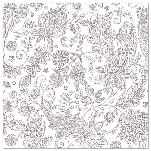 Papstar 250 Servietten "ROYAL Collection" 1/4-Falz 40 cm x 40 cm grau "Paisley"
