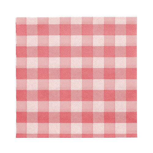 Papstar 1.000 Servietten, 1-lagig 1/4-Falz 33 cm x 33 cm rot/weiss "Vichy Karo"