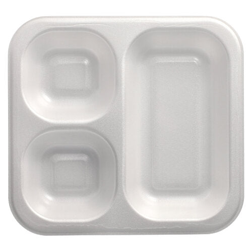 Papstar 4x 50 Siegelschalen, XPS 3-geteilt 1150 ml 4,2 cm x 24,5 cm x 26,5 cm weiss laminiert