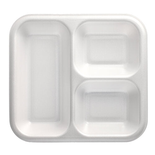 Papstar 4x 50 Siegelschalen, XPS 3-geteilt 1350 ml 4,2 cm x 24,5 cm x 26,5 cm weiss laminiert