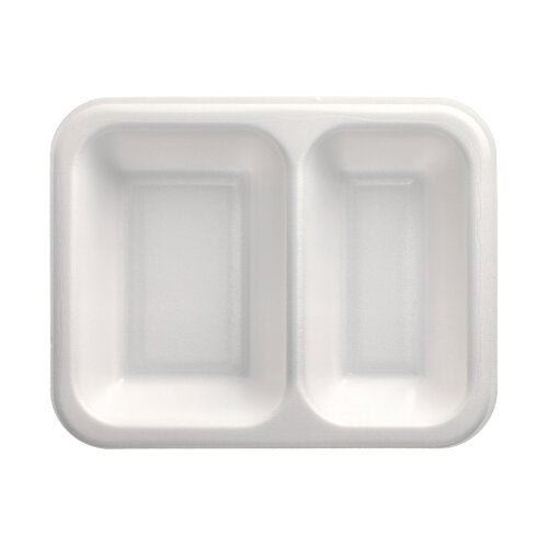 Papstar 6x 100 Siegelschalen, XPS 2-geteilt 800 ml 4,2 cm x 18,5 cm x 23,5 cm weiss laminiert