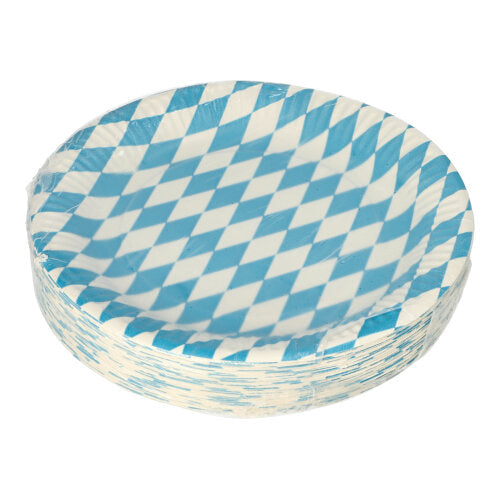 Papstar 500x Teller "Bayrisch Blau", Pappe, Blau und Weiß, Durchmesser: 23cm