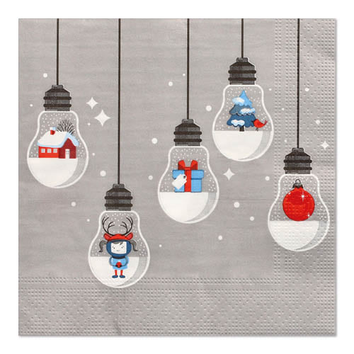 Papstar 300 Servietten, 3-lagig 1/4-Falz 33 cm x 33 cm grau "Lighting"