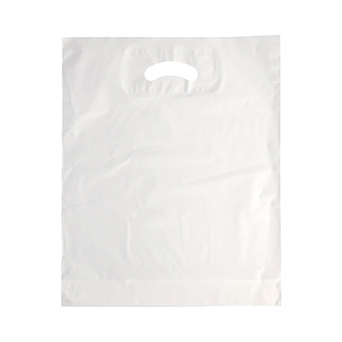 Papstar 4x 100 Griffloch-Tragetaschen, HDPE 44 cm x 36 cm x 9 cm weiss