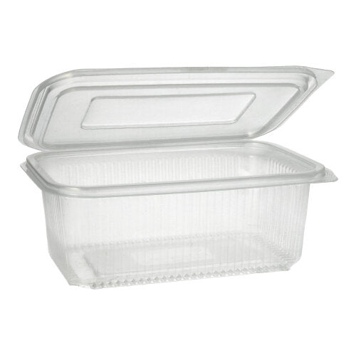 Papstar 600x Verpackungsbecher mit Klappdeckeln, PP, Transparent, Rechteckig, Inhalt: 1000ml, 7,4x13,1x19,1cm