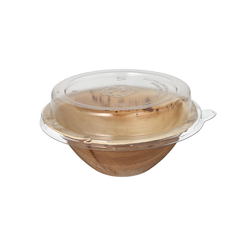 Papstar 50x Schalen (inkl. Deckel), Palmblatt und rPET, Natur und Transparent, Durchmesser: 15cm, Höhe: 8,3cm