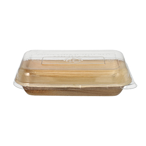 Papstar 50x Schalen (inkl. Deckel), Palmblatt und rPET, Natur und Transparent, 18x12x4,8cm