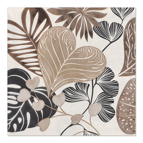 Papstar 200 Servietten, 3-lagig 1/4-Falz 33 cm x 33 cm "Silky Fronds"