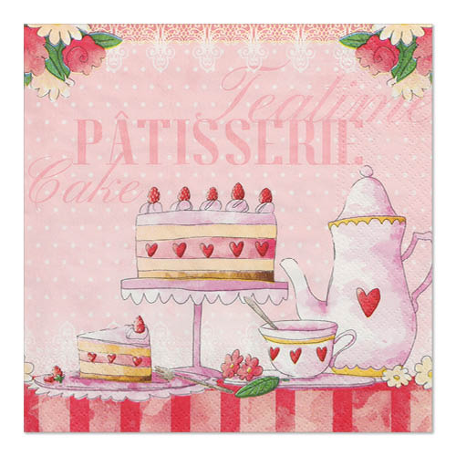 Papstar 200 Servietten, 3-lagig 1/4-Falz 33 cm x 33 cm "Patisserie"