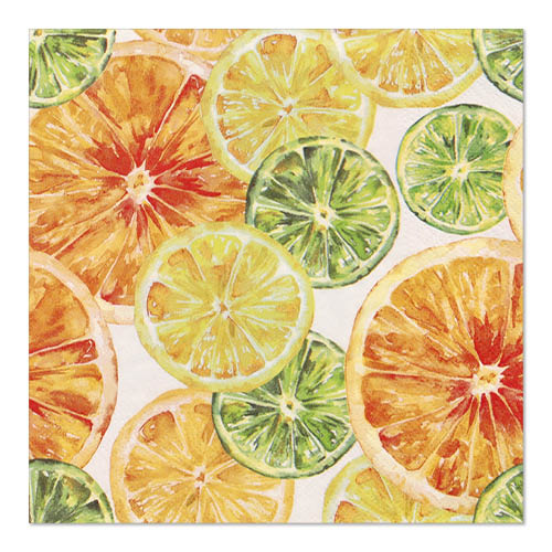 Papstar 200 Servietten, 3-lagig 1/4-Falz 33 cm x 33 cm "Fruity Cocktail"