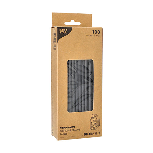 Papstar 1.000x Trinkhalme, Papier, Schwarz, Durchmesser: 6mm, Länge: 20cm