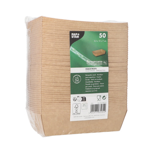 Papstar 600x Snacktrays, Pappe, Natur, Serie: Pure, 7x12x3,5cm