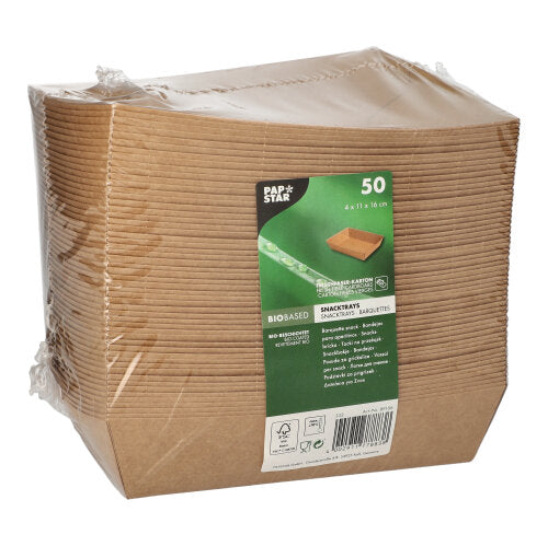 Papstar 400x Snacktrays, Pappe, Braun, Serie: Pure, 11x16x4cm