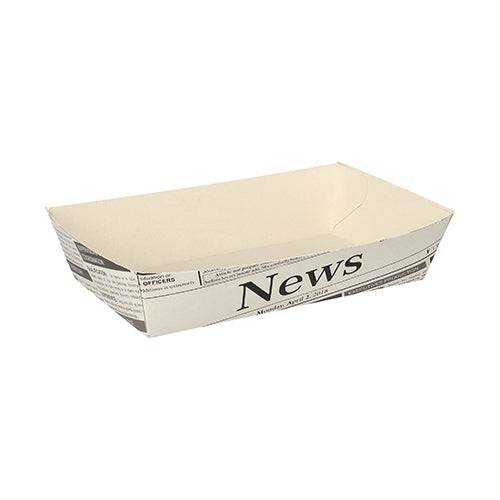 Papstar 500x Pommes-Frites-Trays "Newsprint", FSC Pappe, Weiß und Schwarz, 10,5x17x3,8cm